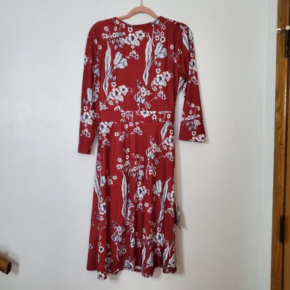 Women's Dress Size XXL Floral Burgundy Faux Wrap Soft - Picture 4 of 8